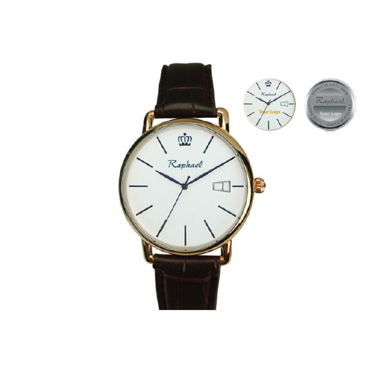 Raphael Elegant Gold Wristwatch with Leather Strap